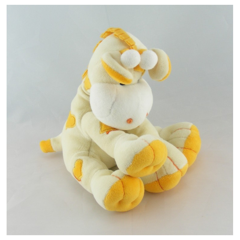 Doudou girafe vache mauve coeur jaune violet KIMBALOO