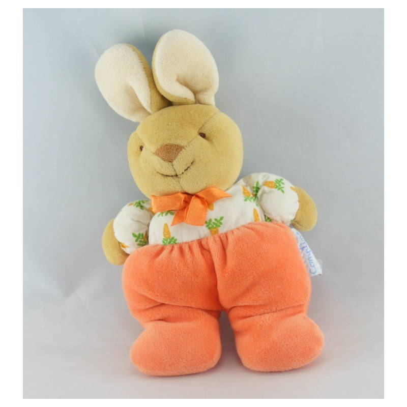 Doudou hochet lapin vert carottes COMPTINE