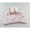 Doudou plat chien blanc rose coeur CMP