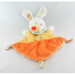 Doudou coussin lapin jaune orange carottes NICOTOY