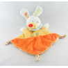 Doudou coussin lapin jaune orange carottes NICOTOY