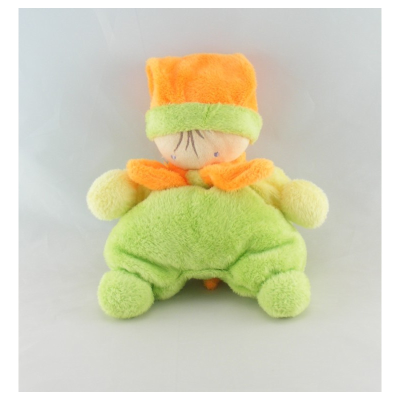 Doudou semi Plat Lutin jaune bleu rose vert Nounours