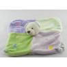 Doudou plat ours rose bleu jaune formes CMP