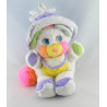 Peluche Popples blanc chapeau mauve étoiles 1986