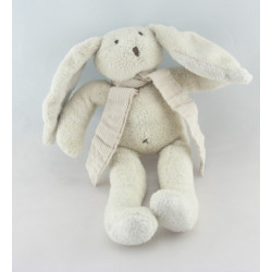 Doudou lapin blanc écharpe rayé beige SERGENT MAJOR