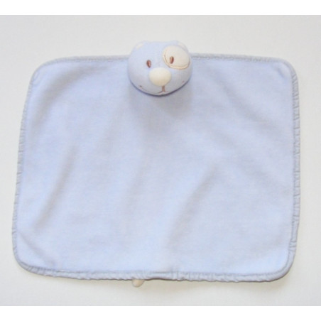 Doudou plat chat bleu avec tache blanche à l'oeil TEX
