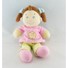 Doudou poupée fille vert bleu fleurs cheveux roux NICOTOY