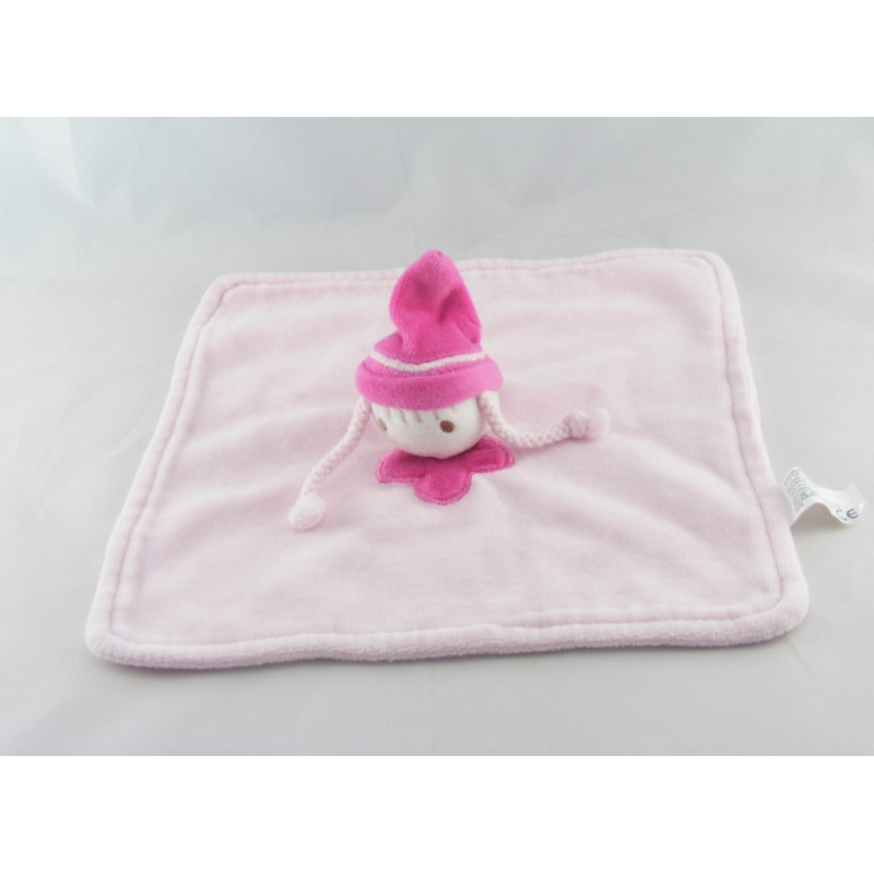 Doudou plat rose poupée fille CORA