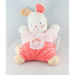 Doudou lapin blanc robe rose pois fleurs NICOTOY KIABI