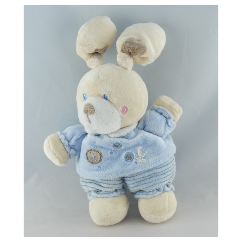Doudou lapin bleu velours brodé KITCHOUN KIABI NICOTOY