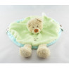 Doudou plat ours déguisé en lapin vert blanc GRAIN DE BLE