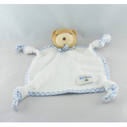 Doudou plat noeuds ours endormi vichy bleu Kaloo