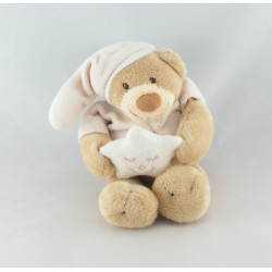 Doudou musical ours beige rose bonnet étoile NATTOU