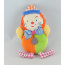 Doudou clown rose vert jaune bleu COROLLE 