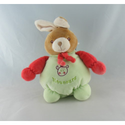 Doudou lapin vert rouge NOUNOURS