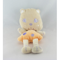 Doudou chat rose bleu pois AUCHAN