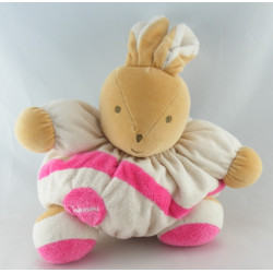 Doudou Lapin Boule patapouf rose fushia blanc Takinou