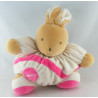 Doudou Lapin Boule patapouf rose fushia blanc Takinou