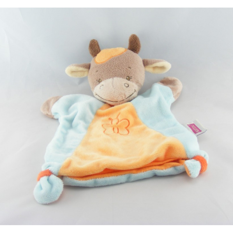 Doudou semi plat girafe vache jaune NATTOU 