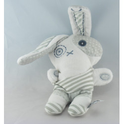 Doudou lapin blanc bleu TAPE A L'OEIL