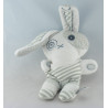 Doudou lapin blanc bleu TAPE A L'OEIL