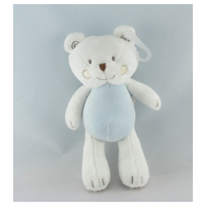 Doudou plat ours bleu jaune KIMBALOO