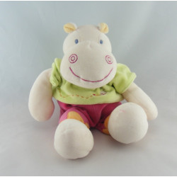 Doudou hippopotame rose vert Hyppo et Flo KIABI 28 cm