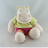 Doudou hippopotame rose vert Hyppo et Flo KIABI 28 cm