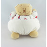 Doudou ours beige blanc rouge cerise NOUKIE'S 