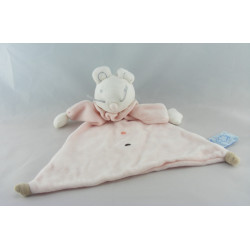 Doudou plat souris blanche et jaune KING BEAR