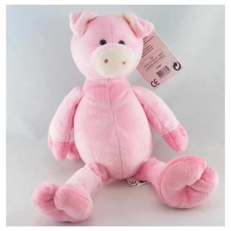 Doudou lapin rose avec mouchoir PLAYKIDS