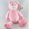 Doudou lapin rose avec mouchoir PLAYKIDS