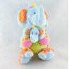 Doudou culbuto éléphant bleu vert noeuds NICOTOY