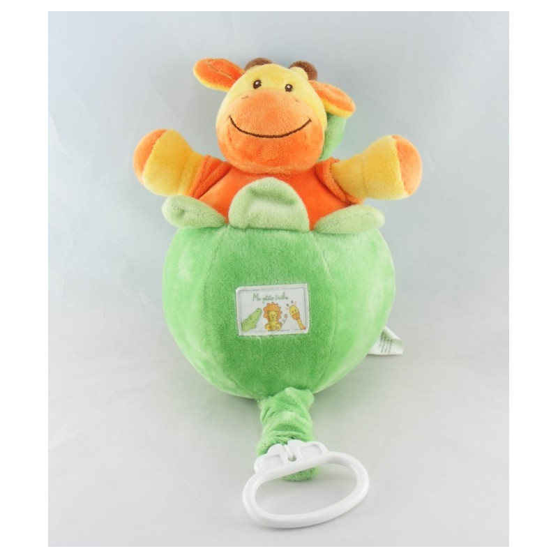 Doudou girafe jaune robe orange Ma ptite tribu  