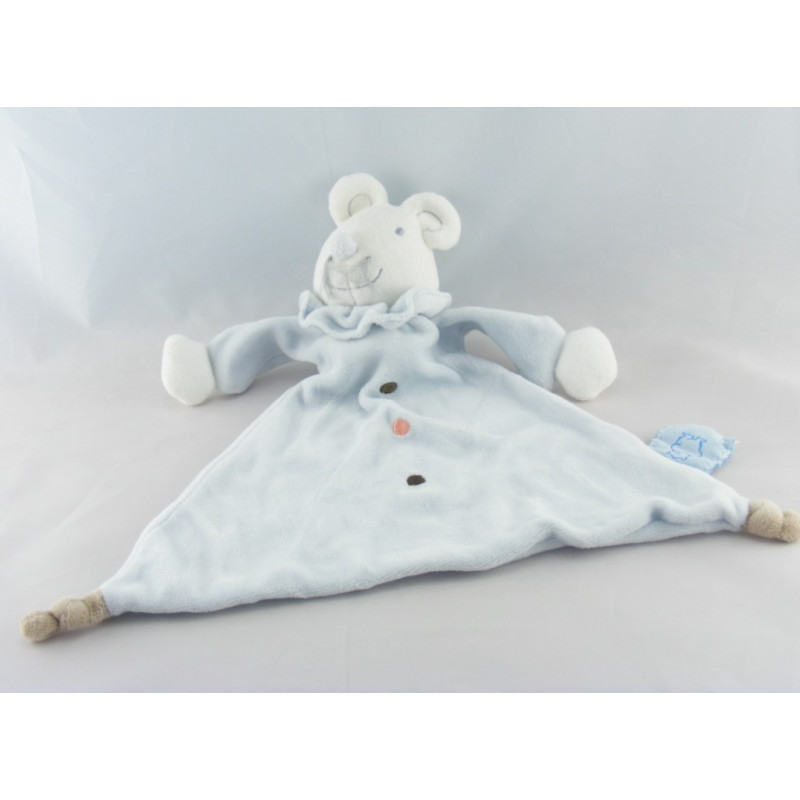 Doudou plat souris blanche et rose KING BEAR