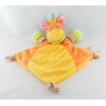Doudou plat vache orange jaune oiseau MOTS D'ENFANTS