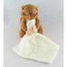 Doudou plat écureuil blanc marron CAISSE D'EPARGNE