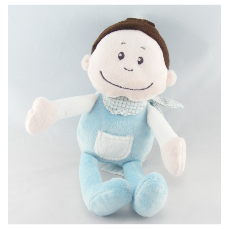 Doudou hochet anneau lion bleu jaune KIMBALOO