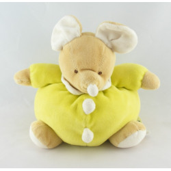 Doudou boule souris bleu blanc jaune BABYSUN