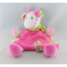 Doudou plat vache rose pois foulard vert oiseau NICOTOY