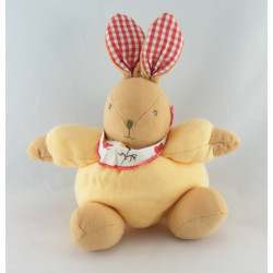 Doudou lapin rose hochet AJENA