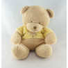 Doudou ours beige pull vert coeur NICOTOY