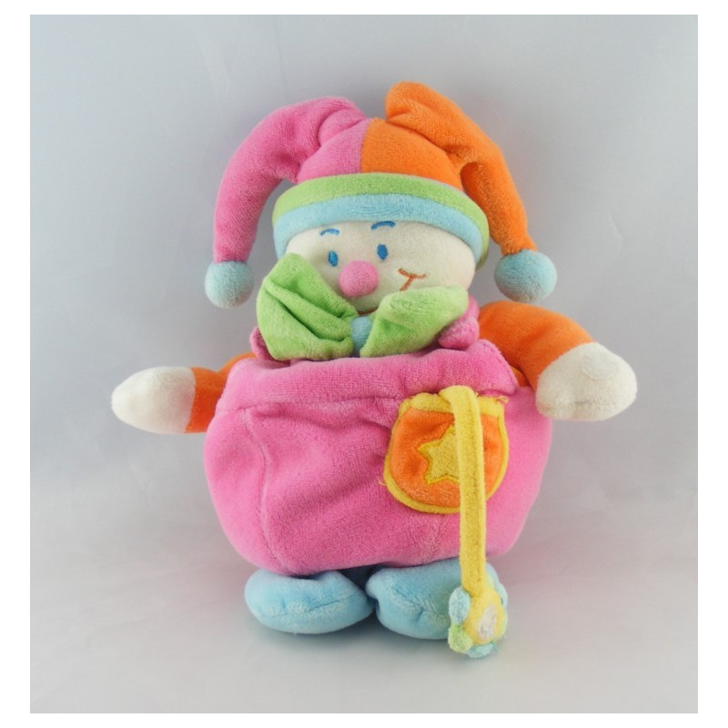 Doudou Clown rose hochet fleur JOLLYBABY