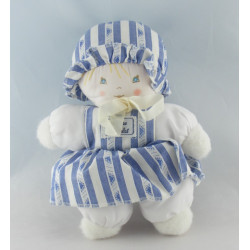 Doudou poupée lutin garçon rayé bleu TARTINE ET CHOCOLAT