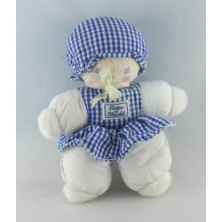 Doudou poupée lutin garçon vichy bleu TARTINE ET CHOCOLAT