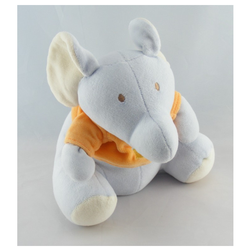 Doudou plat éléphant orange cirque INFLUX