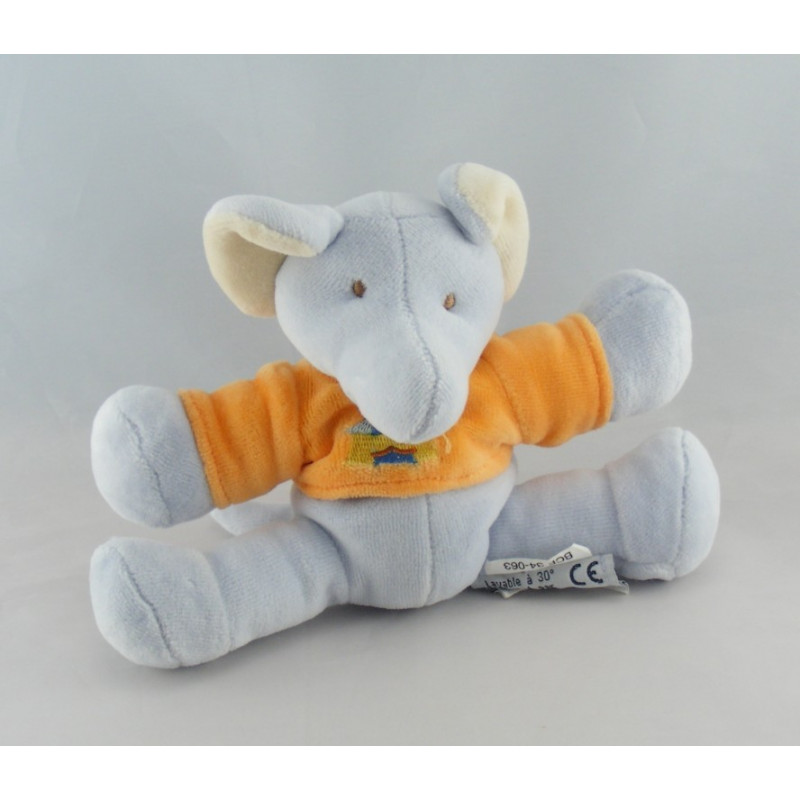 Doudou éléphant bleu orange cirque INFLUX