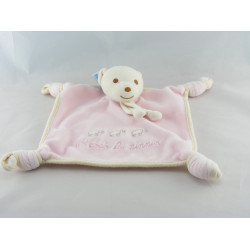 Doudou plat ours rose jaune NOUNOURS