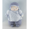 Doudou Poupée lutin bleu carreaux NOUNOURS