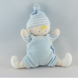 Doudou poupon bébé lutin rayé bleu marin COROLLE